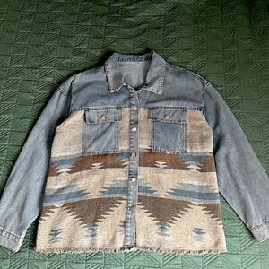 Jean/Aztec print overshirt